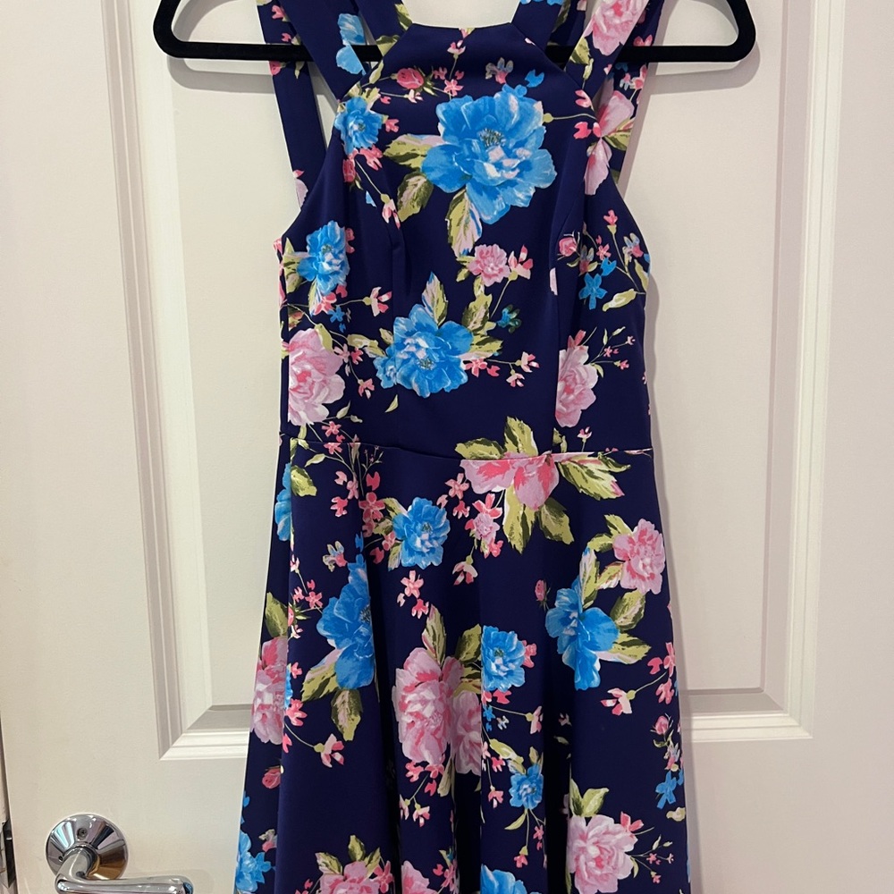 B Darlin Kids Dress - Navy with Blue and Pink Floral